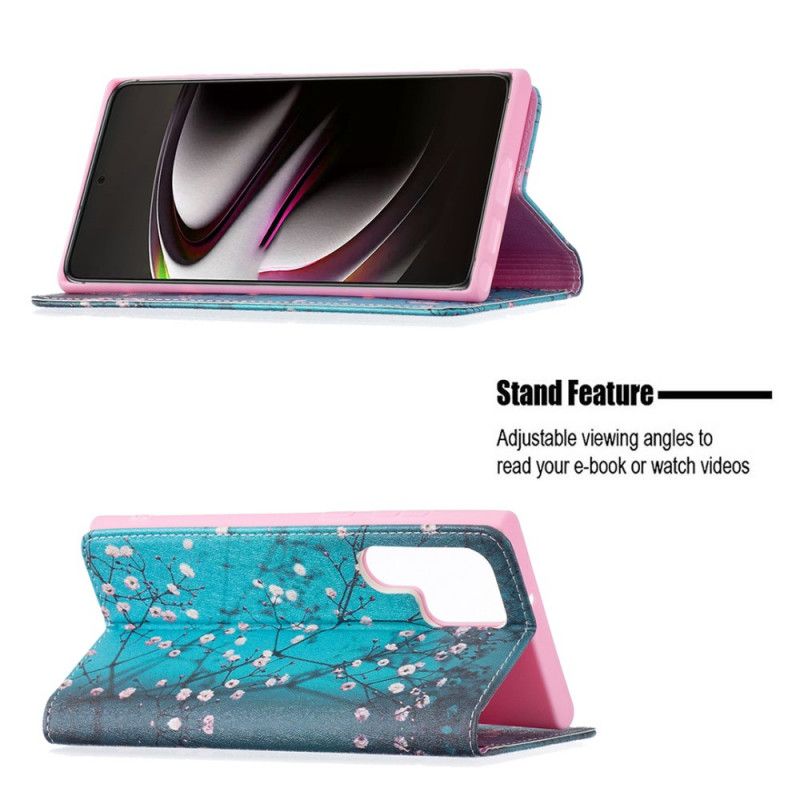 Flip Cover Samsung Galaxy S22 Ultra 5G Blomstrende Træ