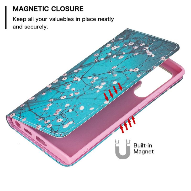 Flip Cover Samsung Galaxy S22 Ultra 5G Blomstrende Træ