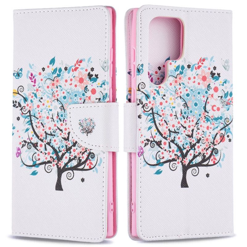 Flip Cover Samsung Galaxy S22 Ultra 5G Blomstret Træ