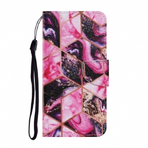 Flip Cover Samsung Galaxy S22 Ultra 5G Geometrisk Marmor