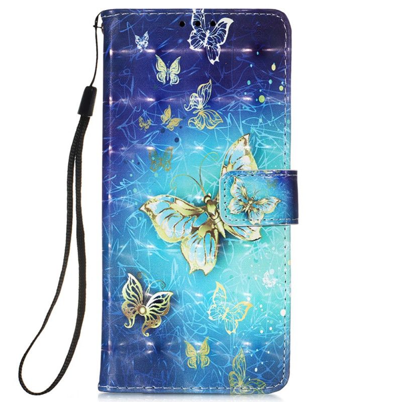 Flip Cover Samsung Galaxy S22 Ultra 5G Gylden Sommerfuglesnor