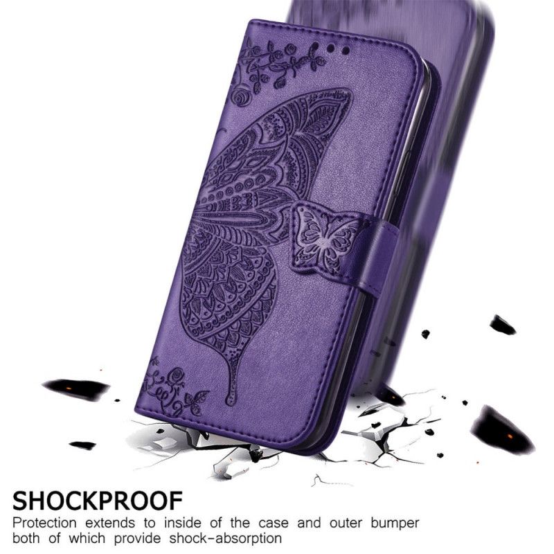 Flip Cover Samsung Galaxy S22 Ultra 5G Halve Sommerfugle