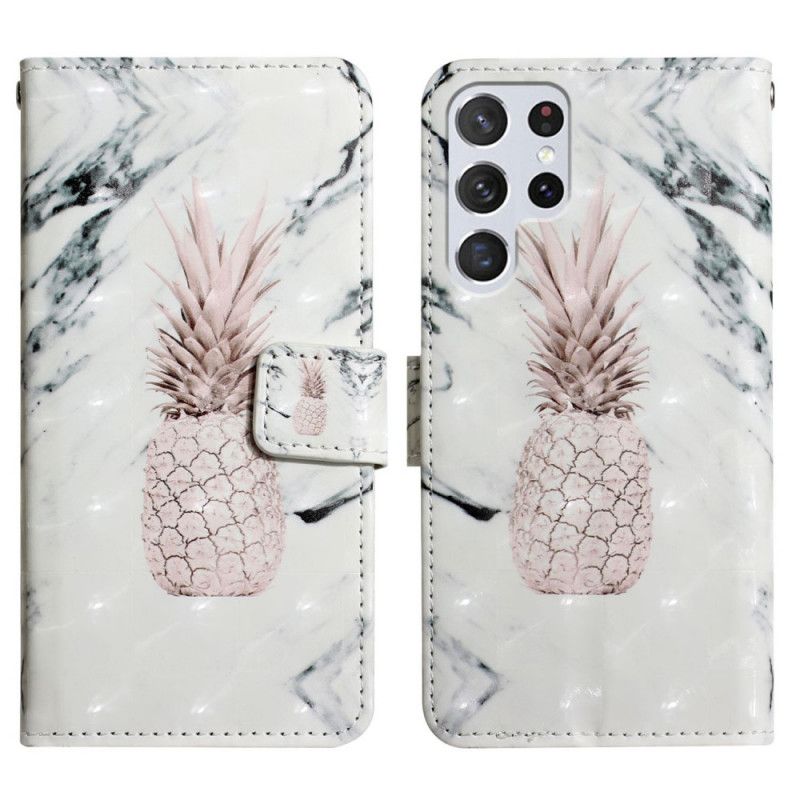 Flip Cover Samsung Galaxy S22 Ultra 5G Lys Ananas