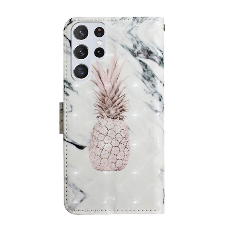 Flip Cover Samsung Galaxy S22 Ultra 5G Lys Ananas