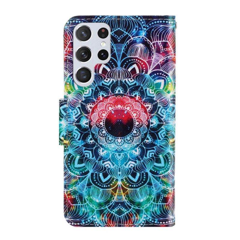 Flip Cover Samsung Galaxy S22 Ultra 5G Med Snor Flashy Strappy Mandala