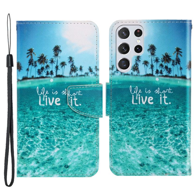 Flip Cover Samsung Galaxy S22 Ultra 5G Med Snor Lev Det Strappy