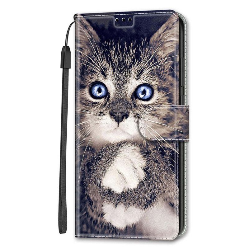 Flip Cover Samsung Galaxy S22 Ultra 5G Med Snor Thong Cat Fan