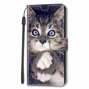 Flip Cover Samsung Galaxy S22 Ultra 5G Med Snor Thong Cat Fan