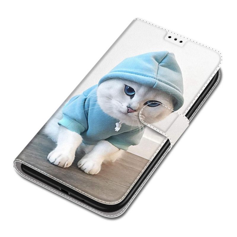 Flip Cover Samsung Galaxy S22 Ultra 5G Med Snor Thong Cat Fan