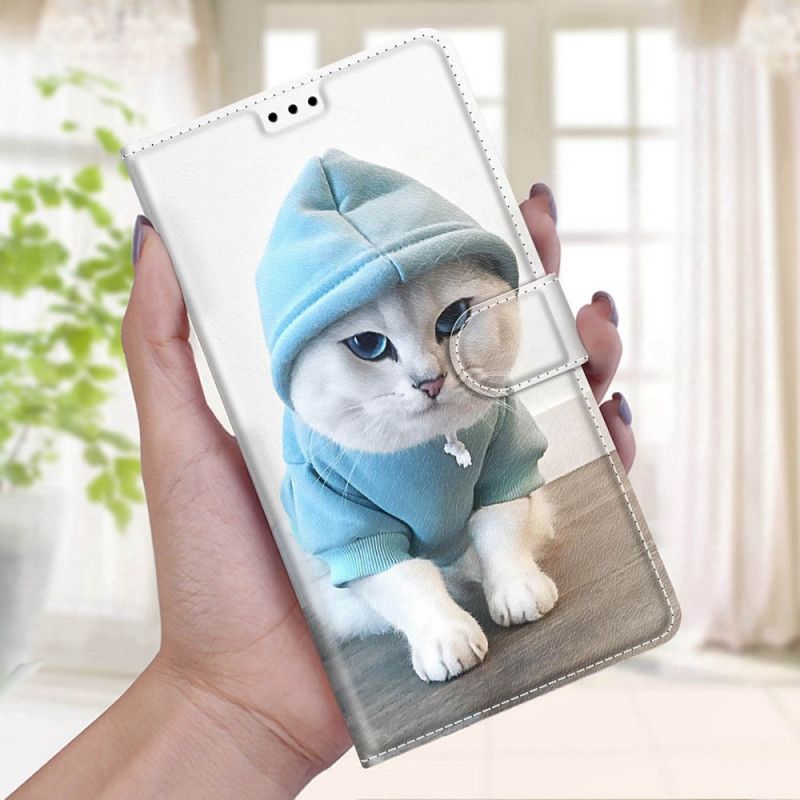 Flip Cover Samsung Galaxy S22 Ultra 5G Med Snor Thong Cat Fan