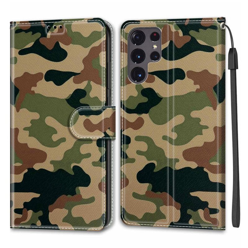 Flip Cover Samsung Galaxy S22 Ultra 5G Militær Camouflage