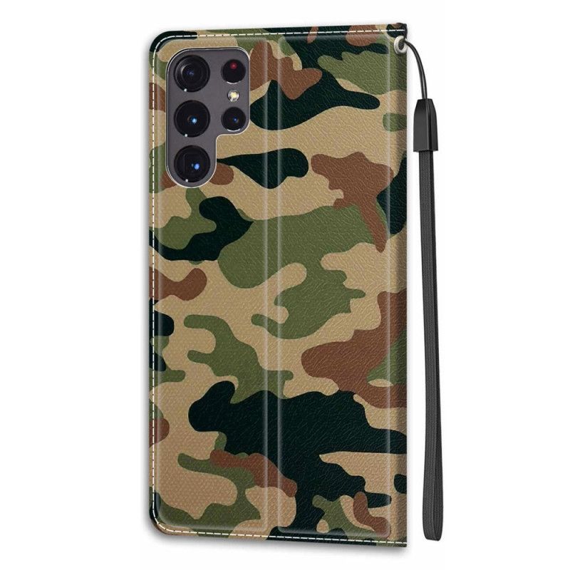 Flip Cover Samsung Galaxy S22 Ultra 5G Militær Camouflage