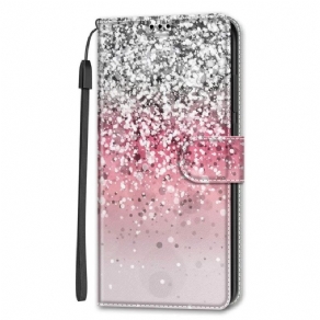 Flip Cover Samsung Galaxy S22 Ultra 5G Pailletter Med Rem