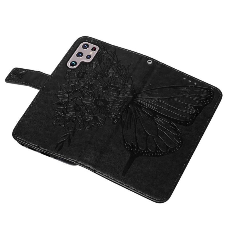 Flip Cover Samsung Galaxy S22 Ultra 5G Sommerfugledesign Med Snor