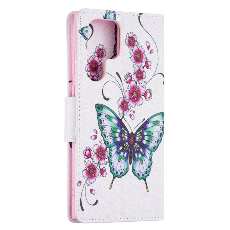 Flip Cover Samsung Galaxy S22 Ultra 5G Sommerfuglekonger