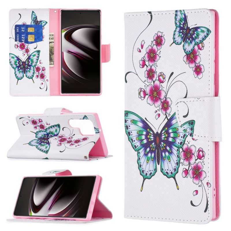 Flip Cover Samsung Galaxy S22 Ultra 5G Sommerfuglekonger