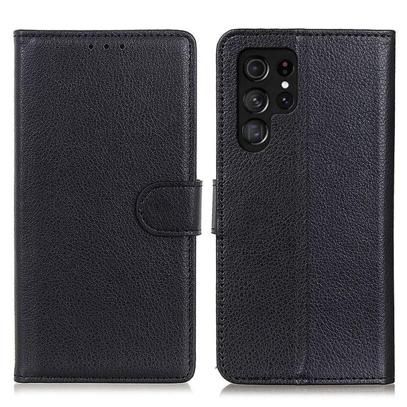 Flip Cover Samsung Galaxy S22 Ultra 5G Traditionelt Litchi-læder