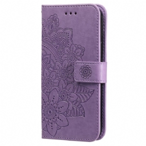 Læder Cover Samsung Galaxy S22 Ultra 5G Blomstermandala