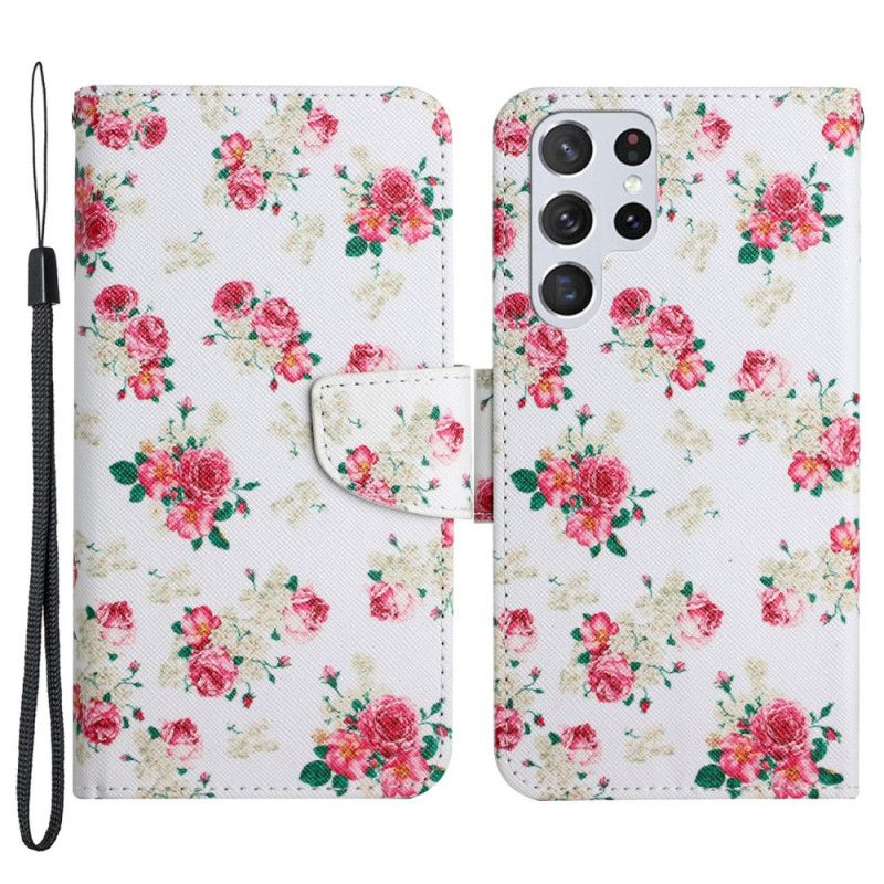 Læder Cover Samsung Galaxy S22 Ultra 5G Royal Liberty Blomster