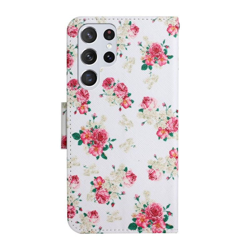 Læder Cover Samsung Galaxy S22 Ultra 5G Royal Liberty Blomster