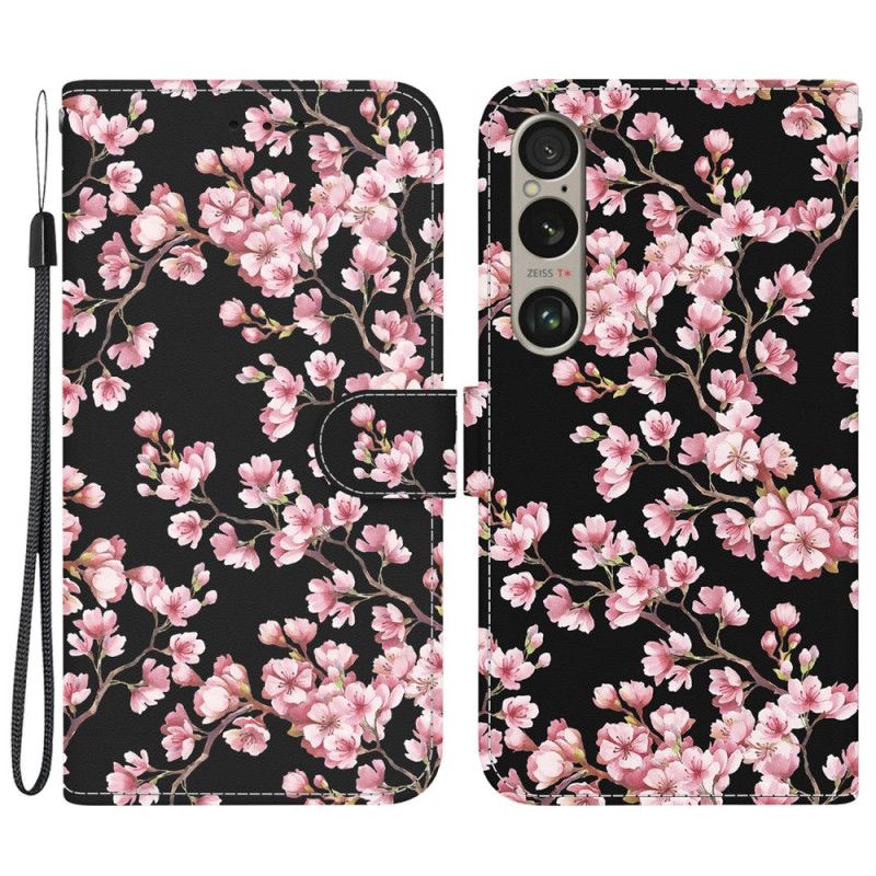 Flip Cover Sony Xperia 1 Vi Omspændte Blommeblomster