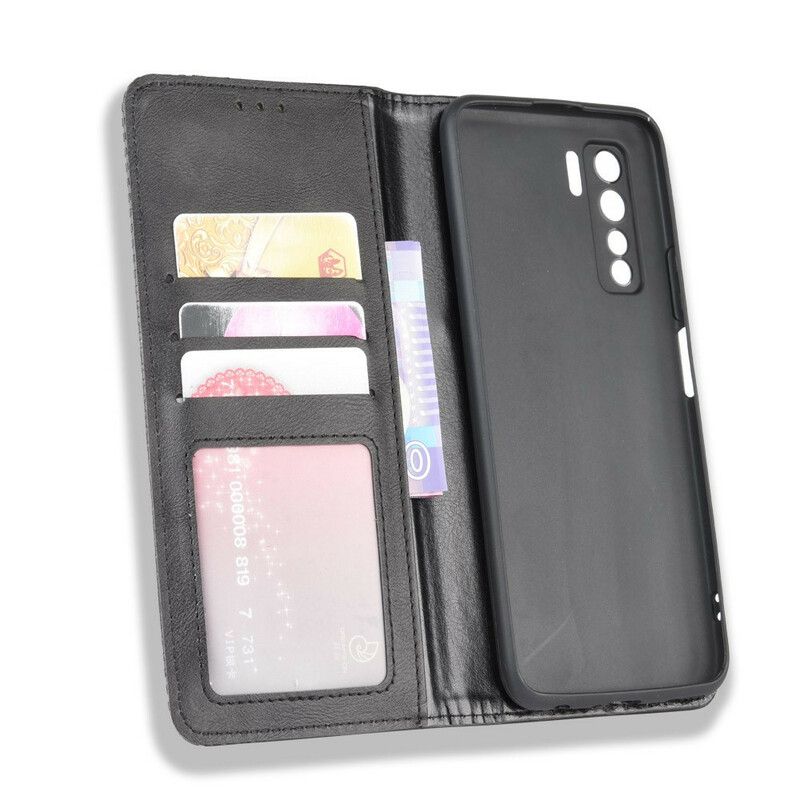 Cover Huawei P40 Lite 5G Flip Cover Vintage Stiliseret Lædereffekt