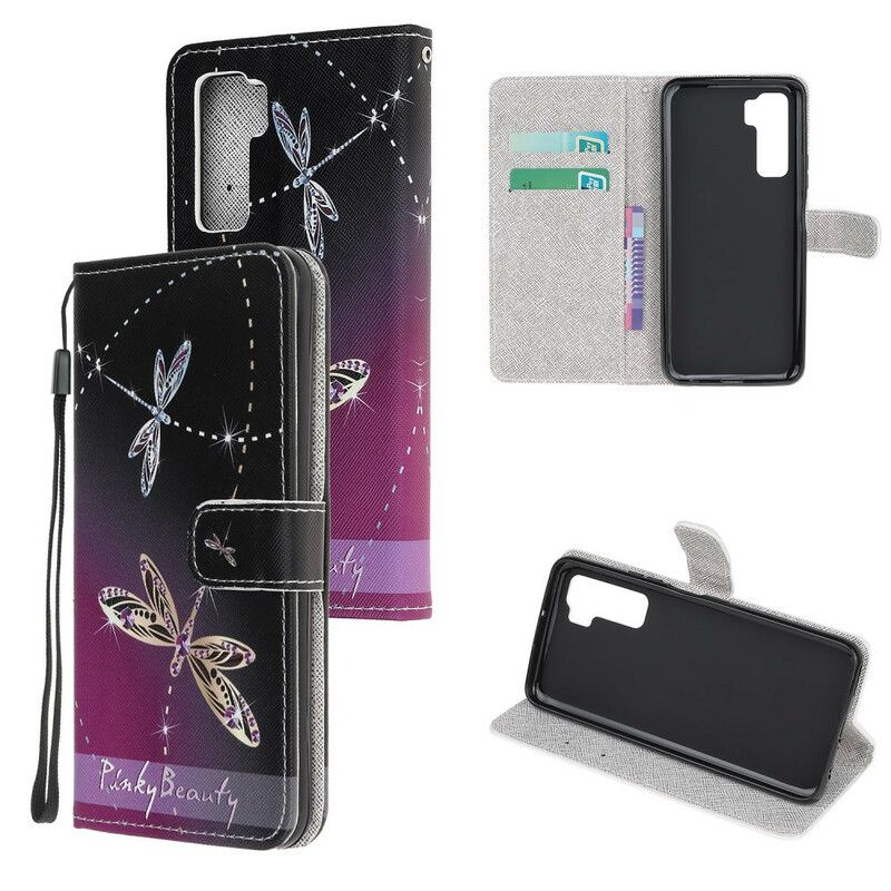 Flip Cover Huawei P40 Lite 5G Med Snor Thong Dragonflies