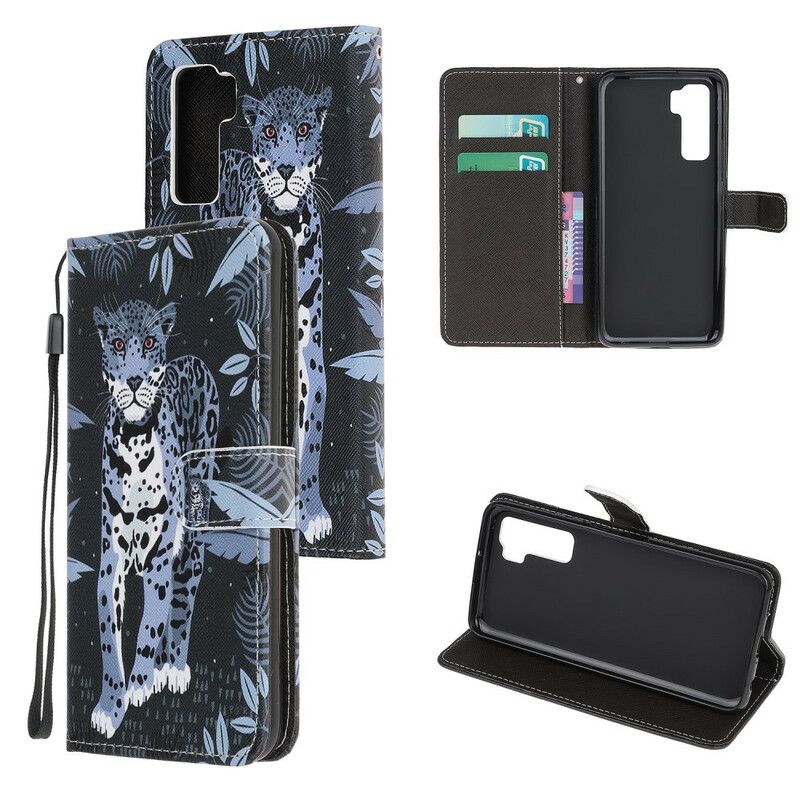 Flip Cover Huawei P40 Lite 5G Med Snor Thong Leopard