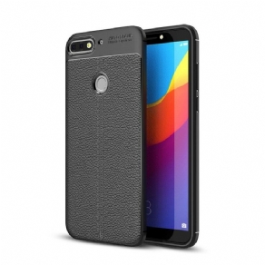 Cover Huawei Y7 2018 / Honor 7C Dobbelt Linje Litchi Lædereffekt