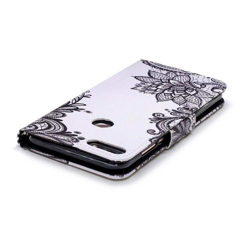 Flip Cover Huawei Y7 2018 / Honor 7C Med Snor Sort Strappy Mandala