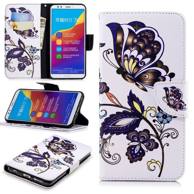 Flip Cover Huawei Y7 2018 / Honor 7C Sommerfugletatovering