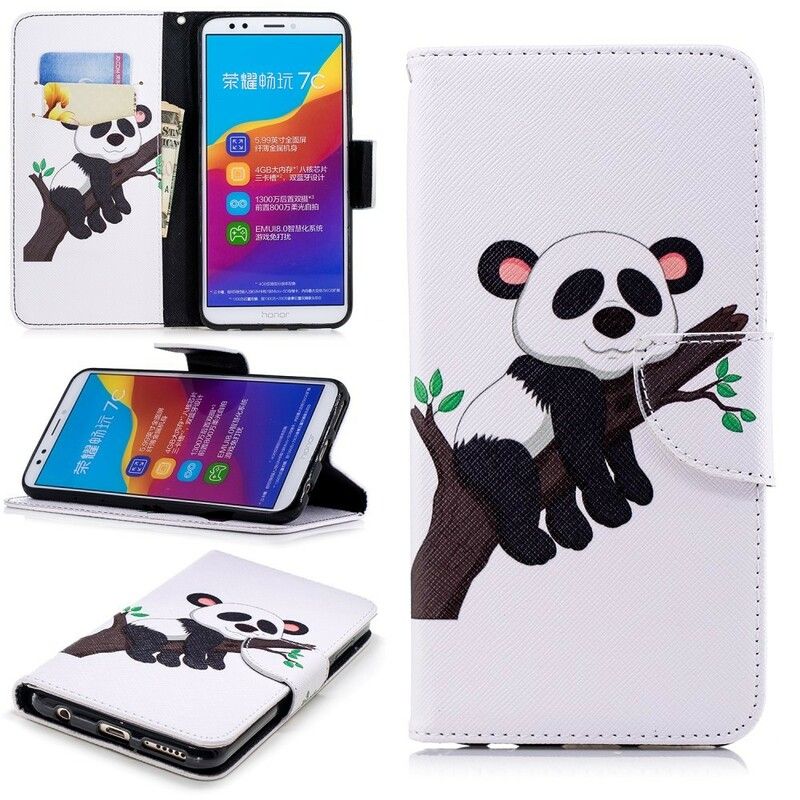 Læder Cover Huawei Y7 2018 / Honor 7C Dovne Panda