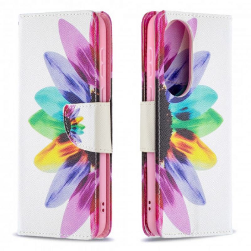 Flip Cover Huawei P50 Akvarelblomst