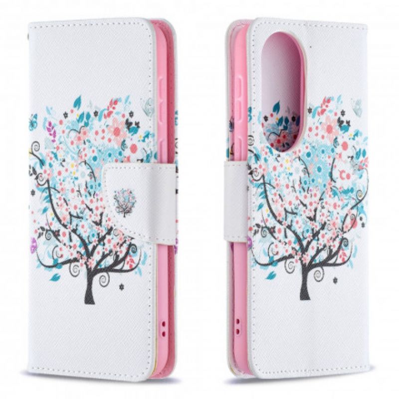 Flip Cover Huawei P50 Blomstret Træ