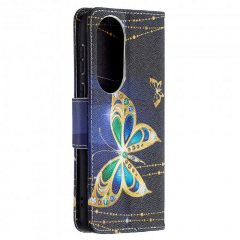 Flip Cover Huawei P50 Magisk Sommerfugl