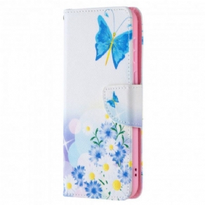 Flip Cover Huawei P50 Malede Sommerfugle Og Blomster