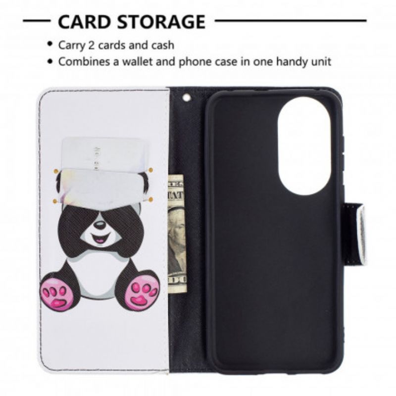 Flip Cover Huawei P50 Panda På Bambus