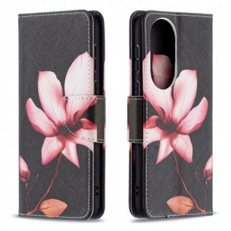 Flip Cover Huawei P50 Pink Blomst