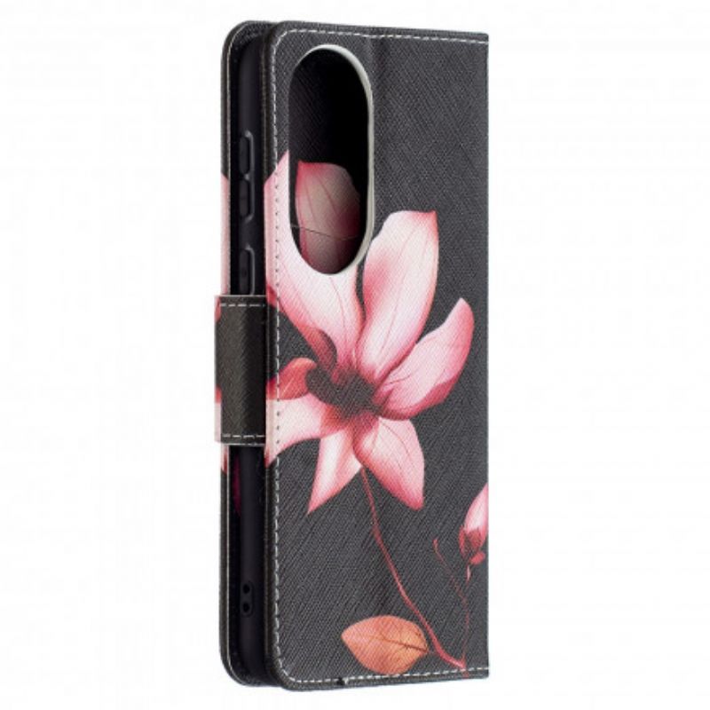 Flip Cover Huawei P50 Pink Blomst