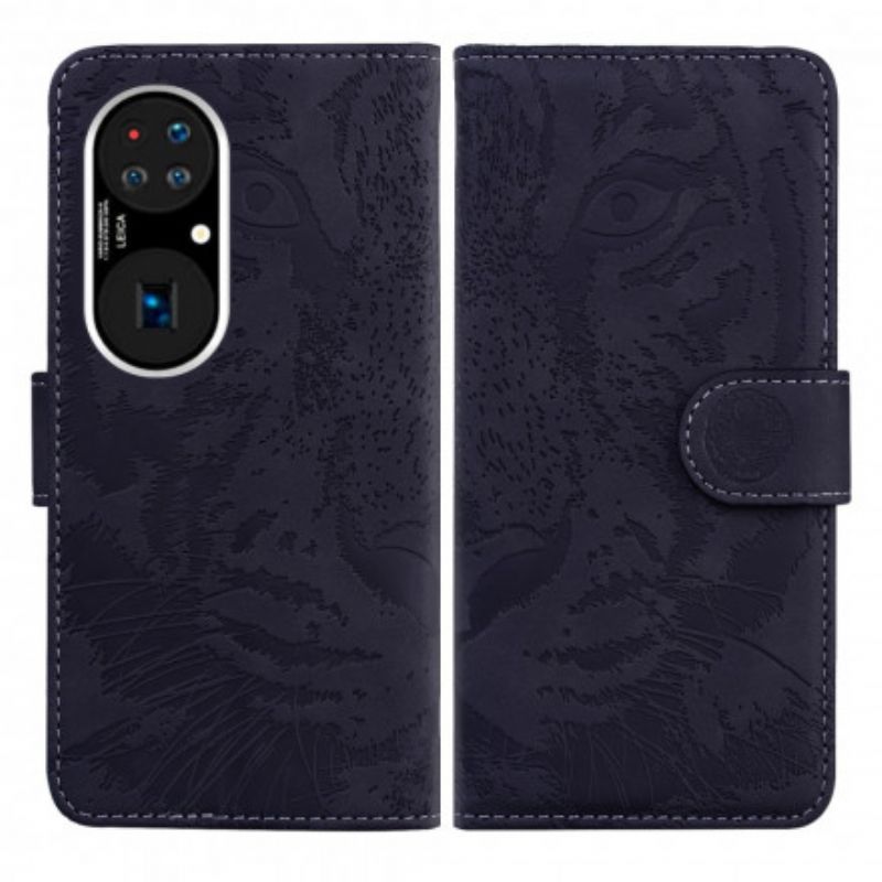 Flip Cover Huawei P50 Tiger Ansigtstryk