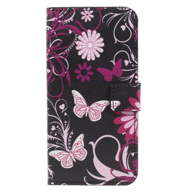 Flip Cover Samsung Galaxy A3 2017 Sommerfugle Og Blomster