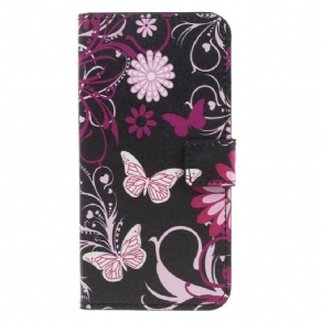 Flip Cover Samsung Galaxy A3 2017 Sommerfugle Og Blomster