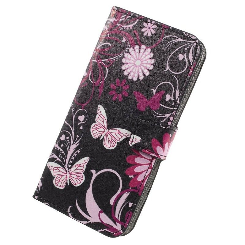 Flip Cover Samsung Galaxy A3 2017 Sommerfugle Og Blomster