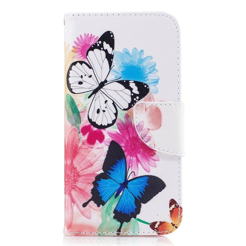 Flip Cover Samsung Galaxy J7 2017 Malede Sommerfugle Og Blomster