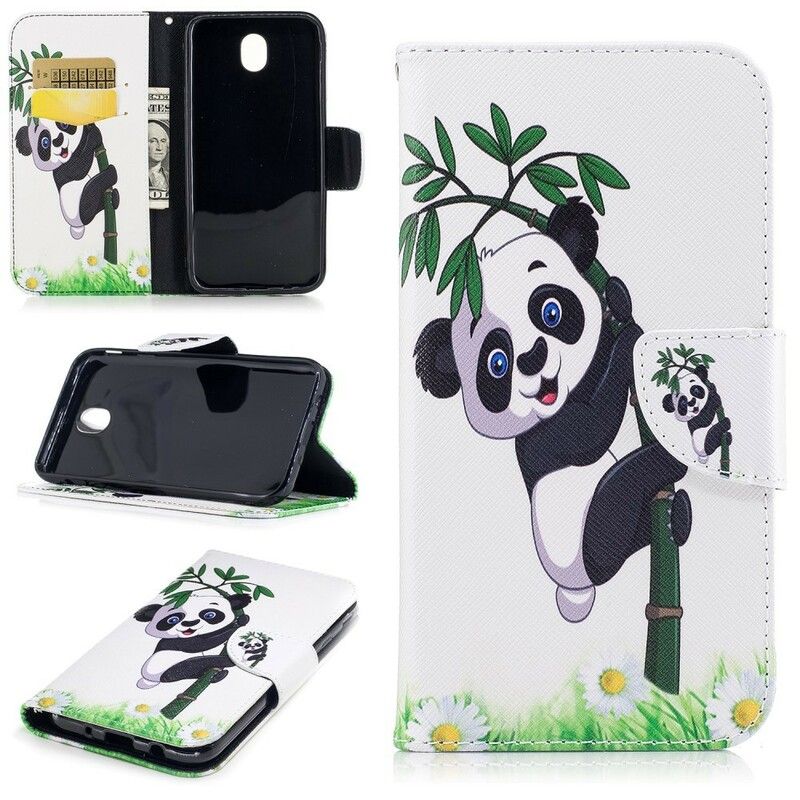 Flip Cover Samsung Galaxy J7 2017 Panda På Bambus