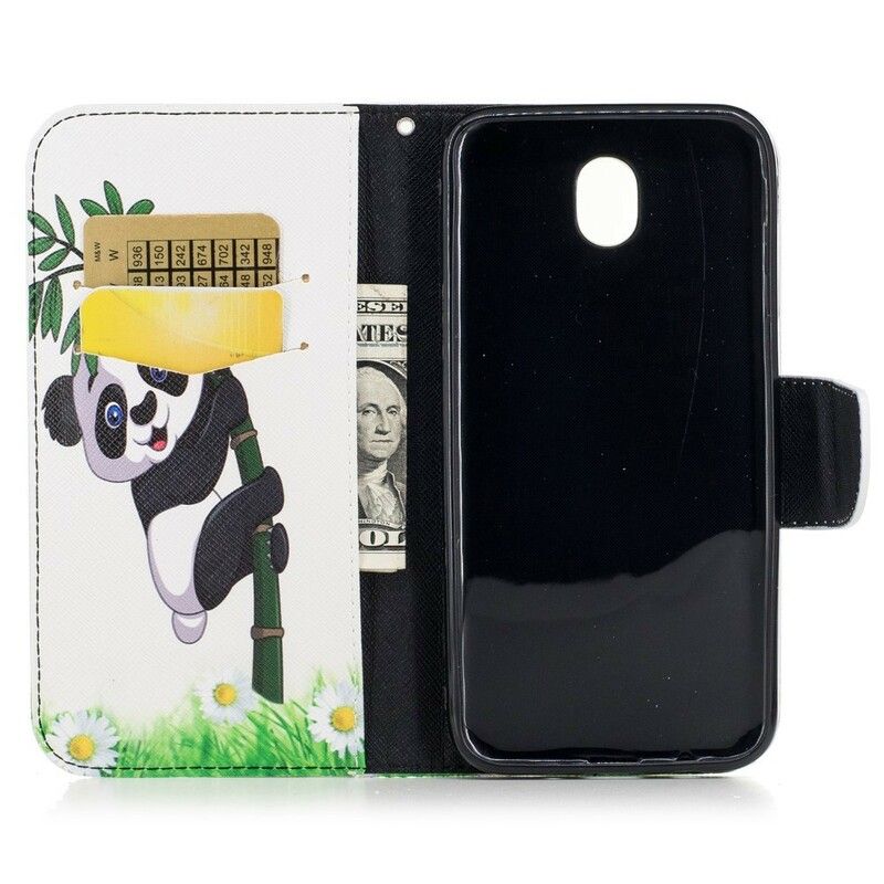 Flip Cover Samsung Galaxy J7 2017 Panda På Bambus