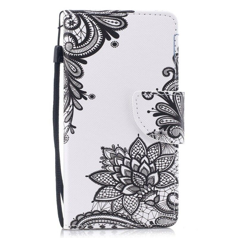 Læder Cover Samsung Galaxy J7 2017 Med Snor Sort Strappy Mandala