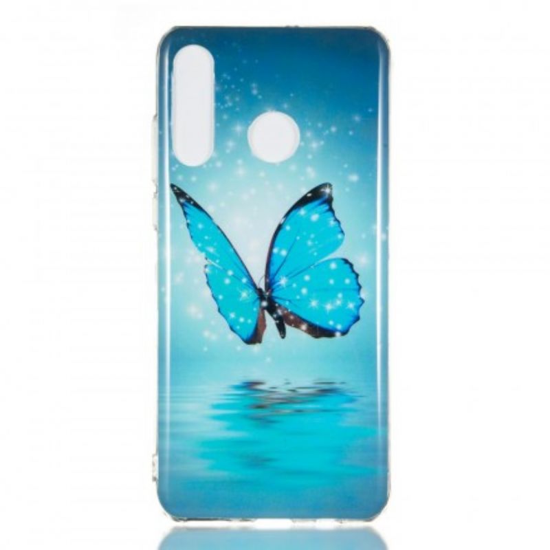 Cover Huawei P30 Lite Fluorescerende Blå Sommerfugl