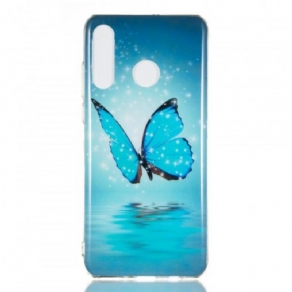 Cover Huawei P30 Lite Fluorescerende Blå Sommerfugl