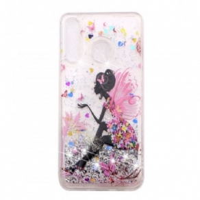 Cover Huawei P30 Lite Transparente Blomsterfe Glitter